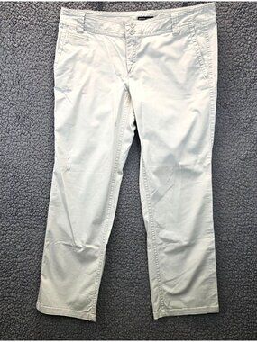 New York & Company Straight Leg Chino Pants 14 Light Gray Neutral Office Preppy